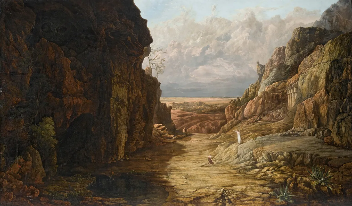 Hagar And Ishmael In A Distant Rocky Landscape Wall Art by Francis Gold - High-Resolution Digital Print