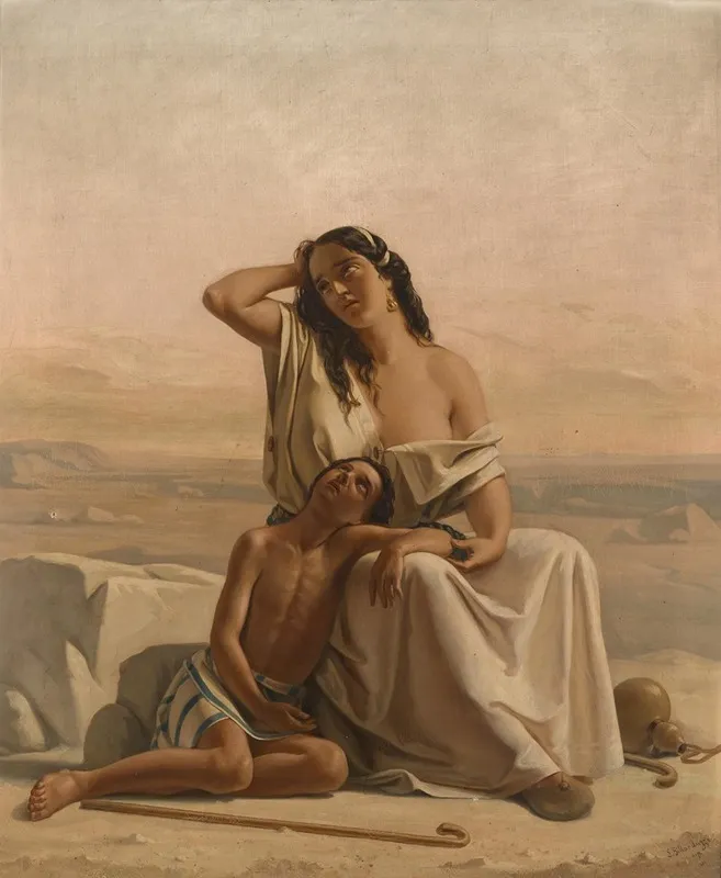 Hagar And Ishmael In The Desert Wall Art by Luigi Alois Gillarduzzi - High-Resolution Digital Print