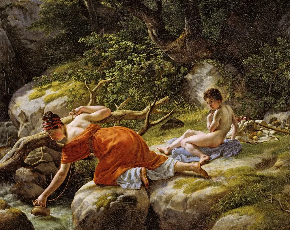 Hagar And Ismael In The Desert Wall Art by Christoffer Wilhelm Eckersberg - High-Resolution Digital Print