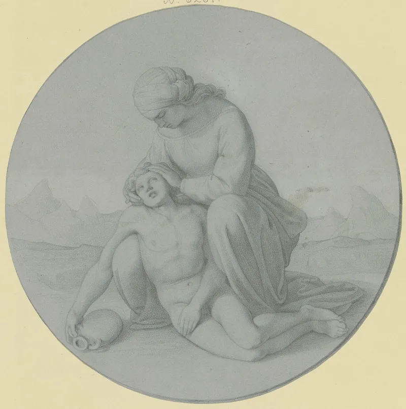 Hagar Und Ismael In Der Wuste 2 Wall Art by Carl Eduard Wendelstadt - High-Resolution Digital Print