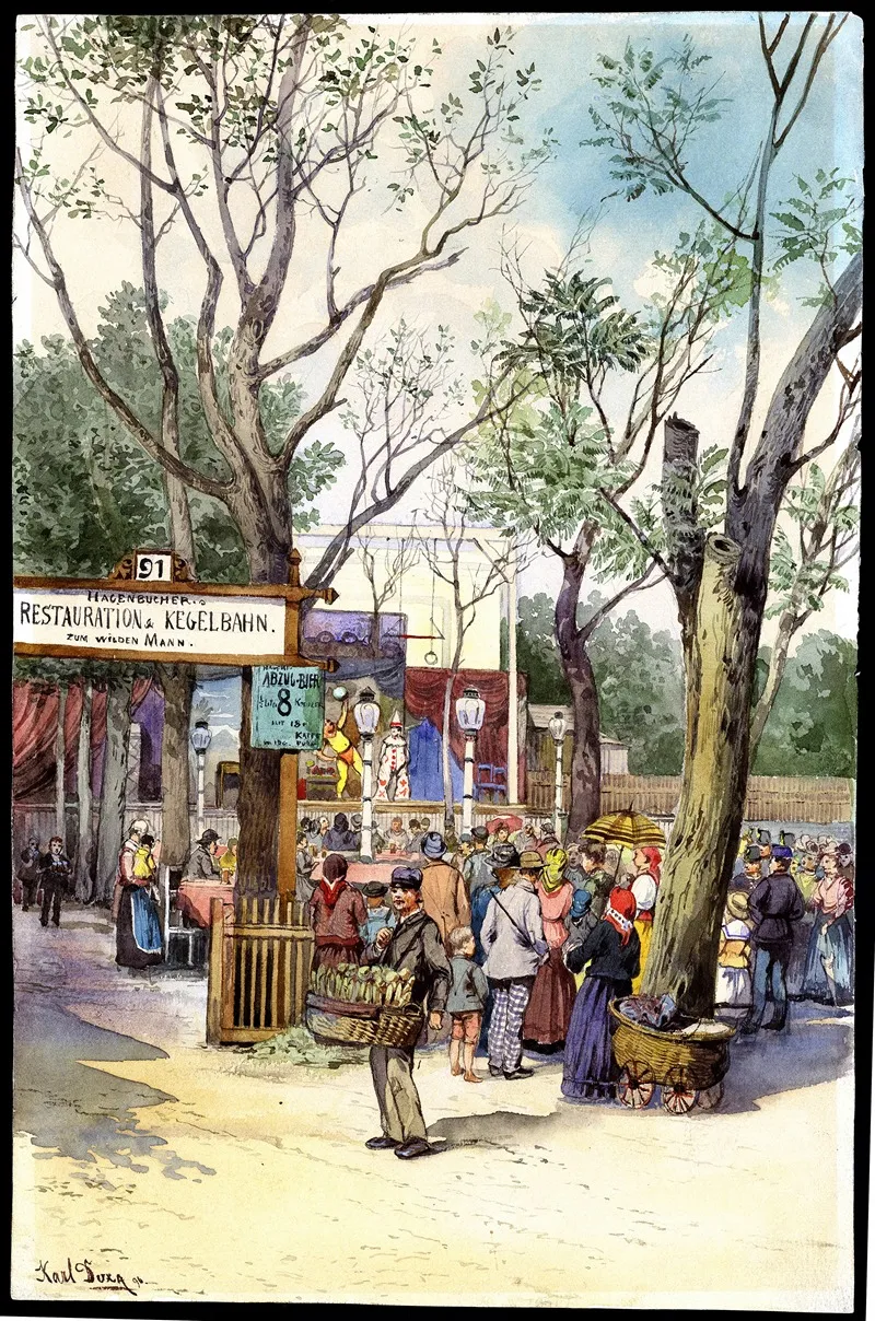Hagenbuchers Restauration Und Kegelbahn Zum Wilden Mann Im Prater Wall Art by Carl Duxa - High-Resolution Digital Print