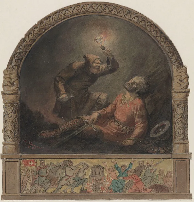 Hakon Jarl Og Kark Wall Art by Adolph Tidemand - High-Resolution Digital Print