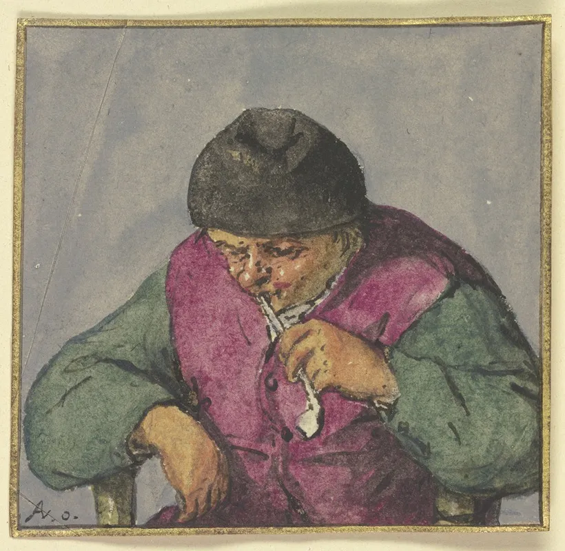 Halbfigur Eines Sitzenden Bauerns Mit Pfeife Wall Art by Adriaen van Ostade - High-Resolution Digital Print