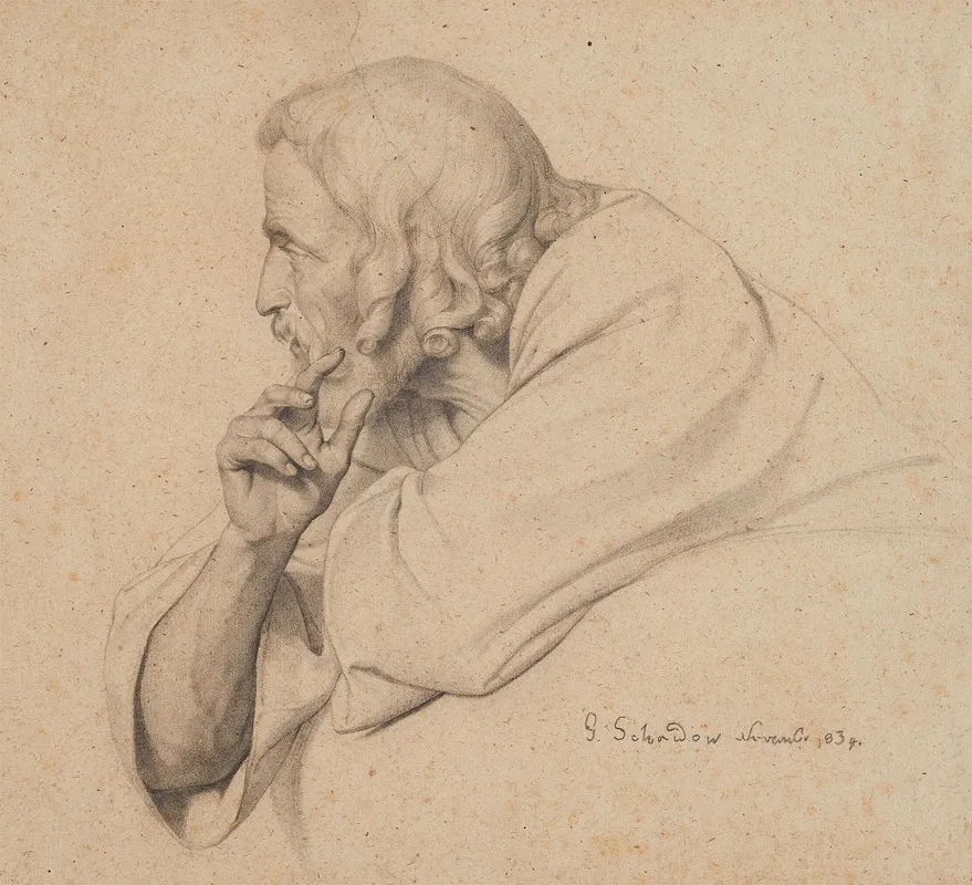 Halbfigurenstudie Eines Mannes Im Profil Wall Art by Wilhelm Von Schadow - High-Resolution Digital Print