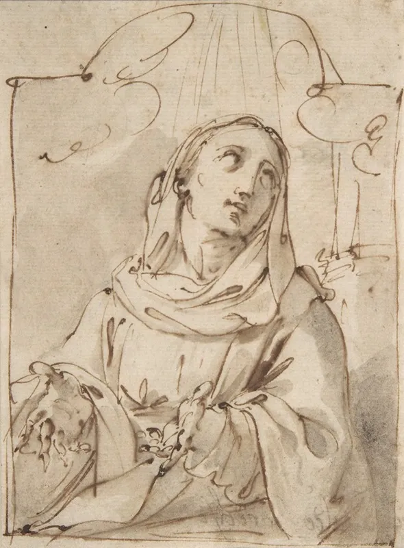 Half Figure Of A Female Saint