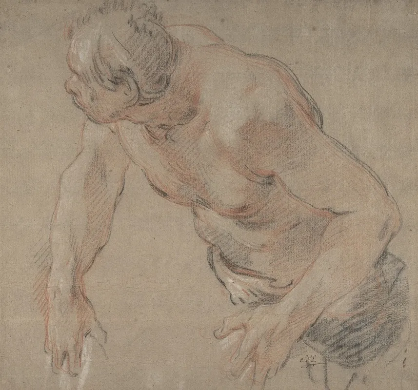 Half Figure Of A Man Nude To The Waist Wall Art by Jean-Baptiste Deshays - High-Resolution Digital Print