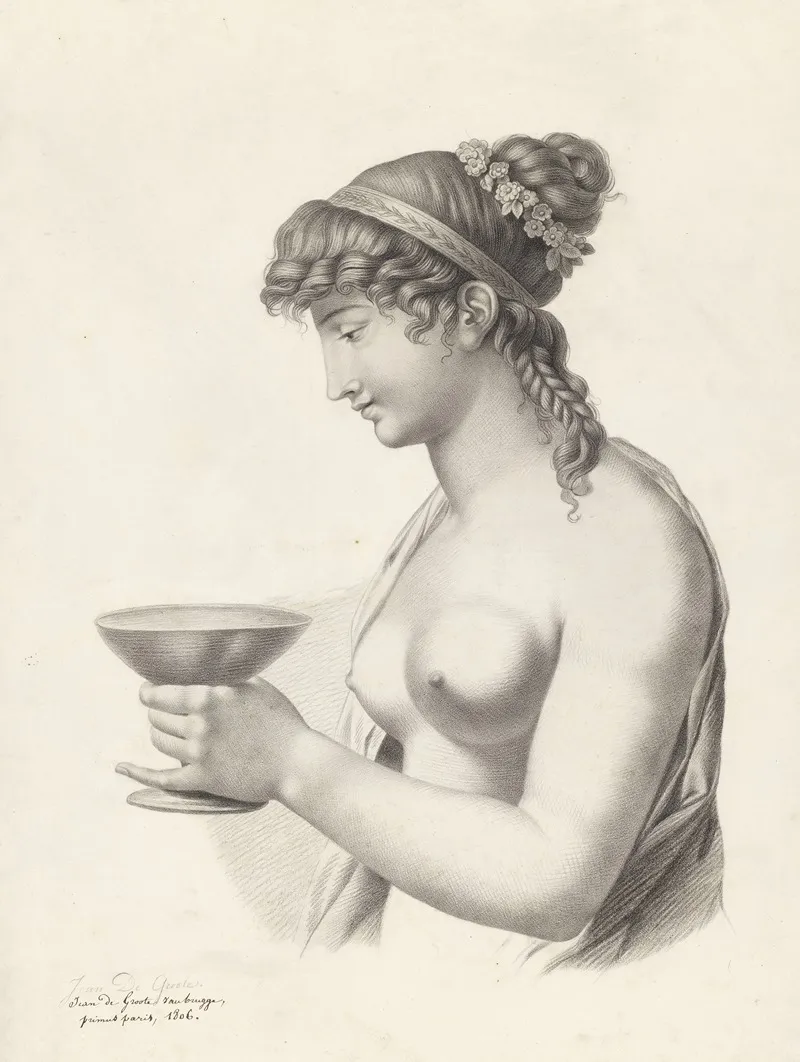 Half Figure Of A Woman With Chalice Wall Art by Jean de Groote - High-Resolution Digital Print