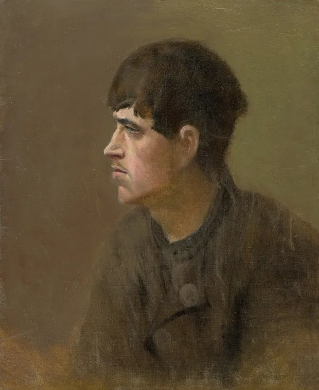 Half Figure Of A Young Man From Profile Wall Art by Ladislav Mednyánszky - High-Resolution Digital Print
