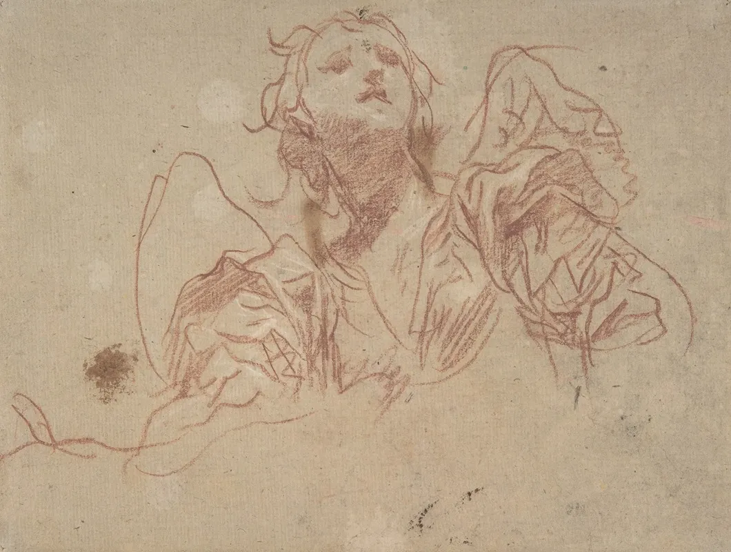 Half Figure Of An Angel Looking Upward Wall Art by Baldassarre Franceschini - High-Resolution Digital Print