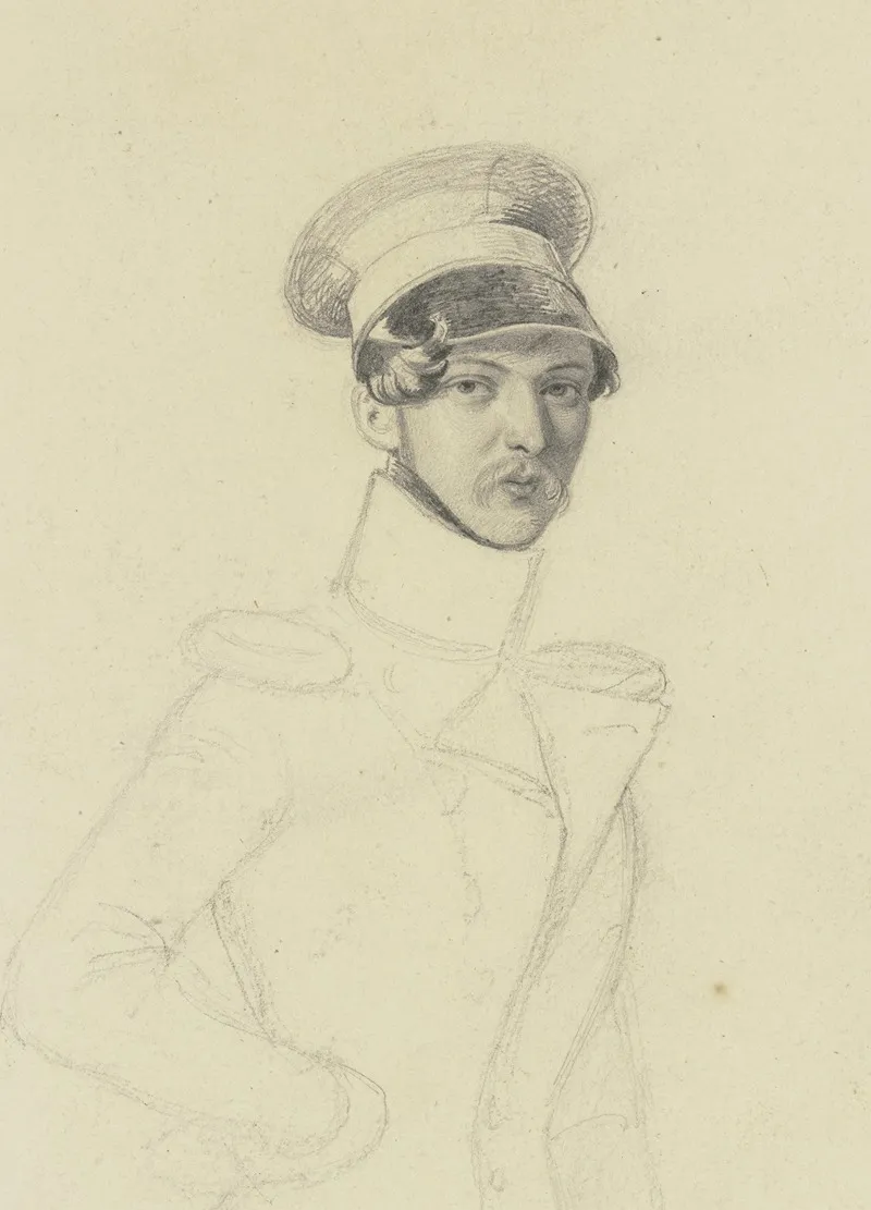 Half Length Portrait Of An Officer Wall Art by Carl Hoff - High-Resolution Digital Print