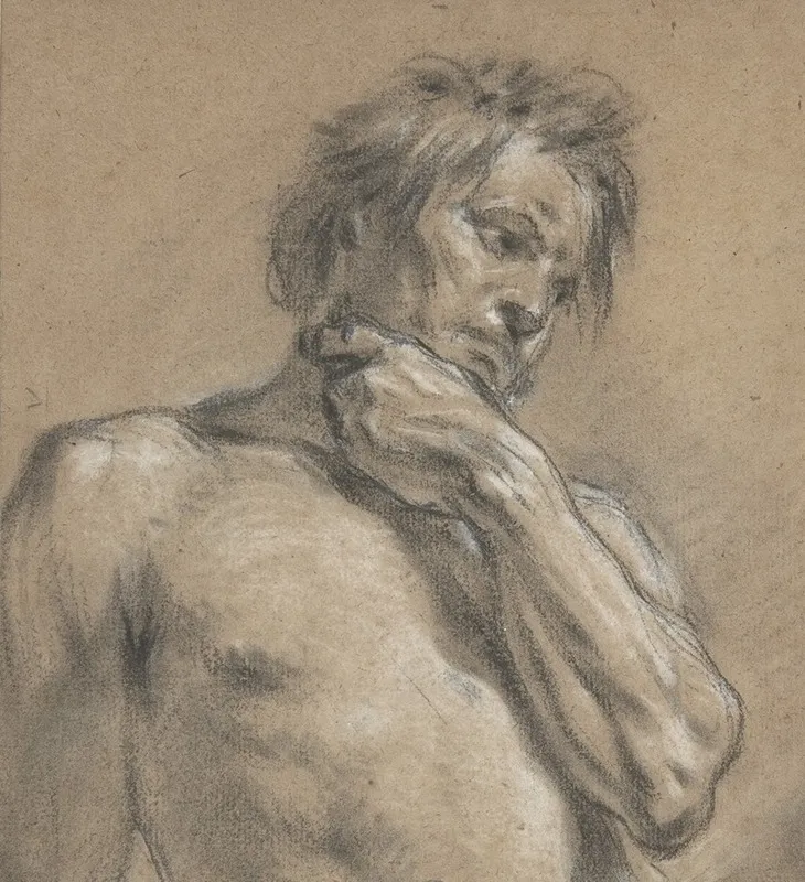 Half Length Study Of A Man Wall Art by François Boucher - High-Resolution Digital Print