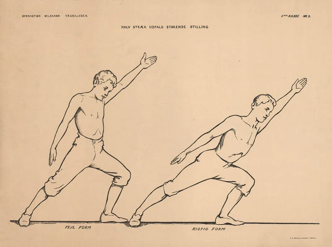 Half Stretch Lunge Standing Position Wrong Form Right Form Halv Straek Udfald Staende Stilling Wall Art by N.C.Roms - High-Resolution Digital Print