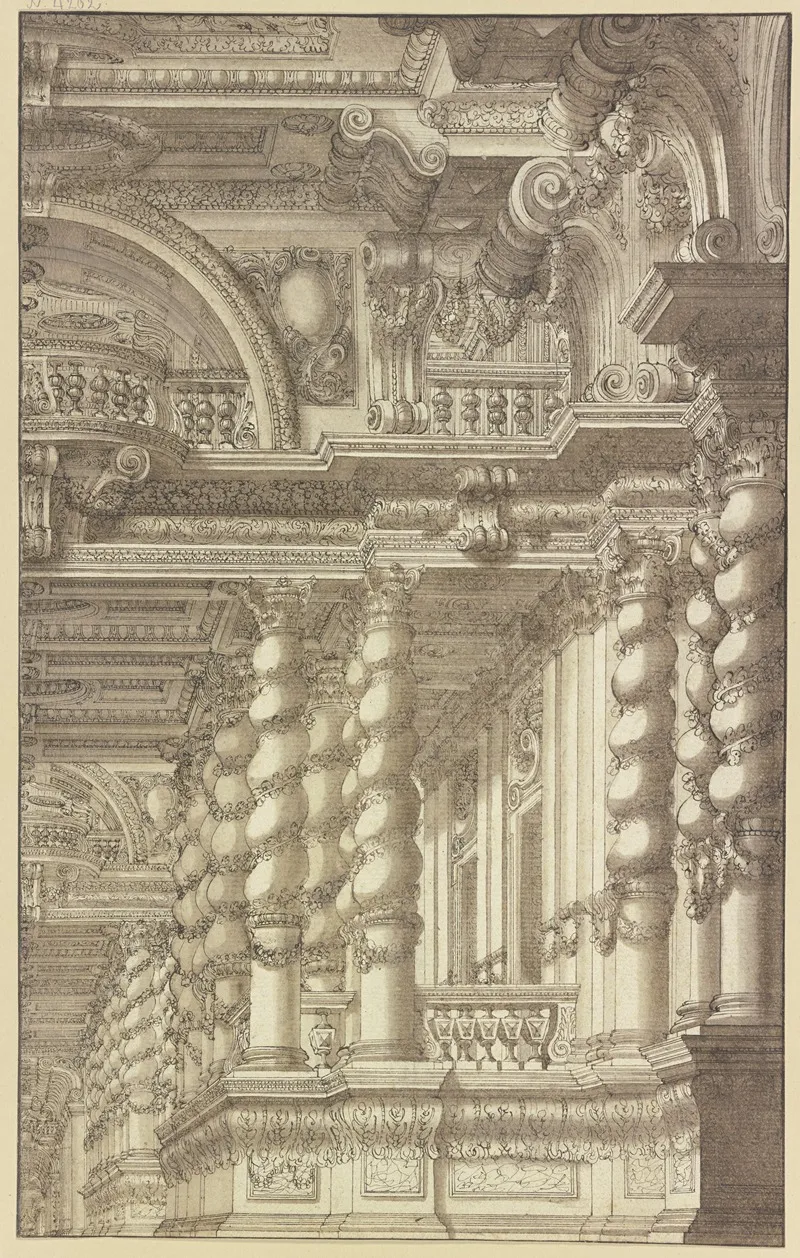 Halle Mit Gewundenen Saulen Wall Art by Giacomo Antonio Mannini - High-Resolution Digital Print