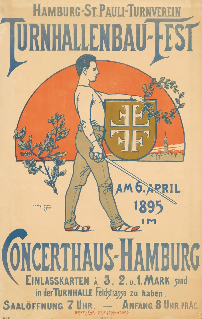 Hamburg St Pauli Turnverein Turnhallenbau Fest Wall Art by Hans Christiansen - High-Resolution Digital Print