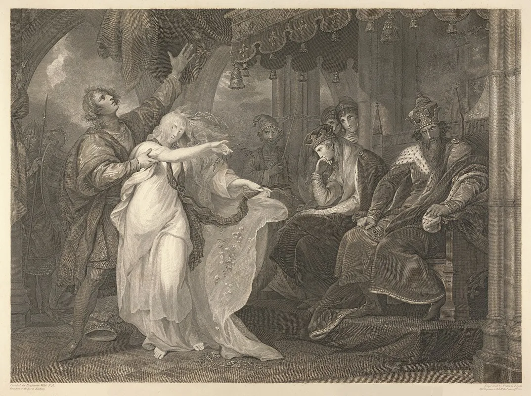 Hamlet Act Iv Scene V Elsinore King Queen Laertes Ophelia Etc Wall Art by Benjamin West - High-Resolution Digital Print