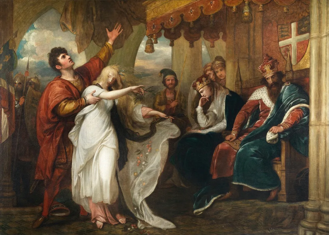 Hamlet Act Iv Scene V Ophelia Before The King And Queen Wall Art by Benjamin West - High-Resolution Digital Print