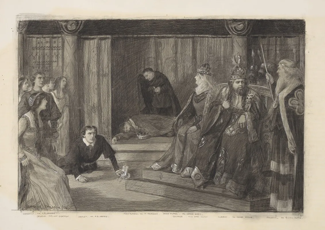 Hamlet At The Adelphi The Play Scene Act Iii Wall Art by Balliol Salmon - High-Resolution Digital Print