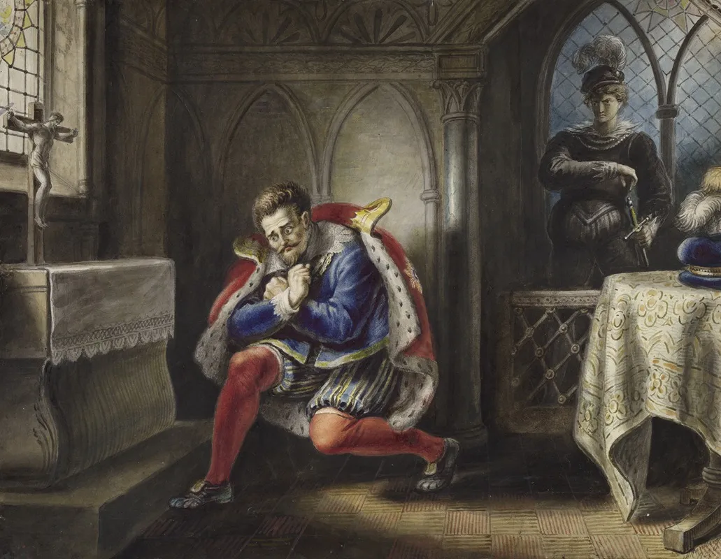 Hamlet Iii 3 Now Might I Do It Pat Now He Is Praying Wall Art by Johann Heinrich Ramberg - High-Resolution Digital Print