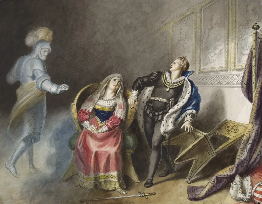 Hamlet Iii 4 Ghost Queen And Hamlet Wall Art by Johann Heinrich Ramberg - High-Resolution Digital Print