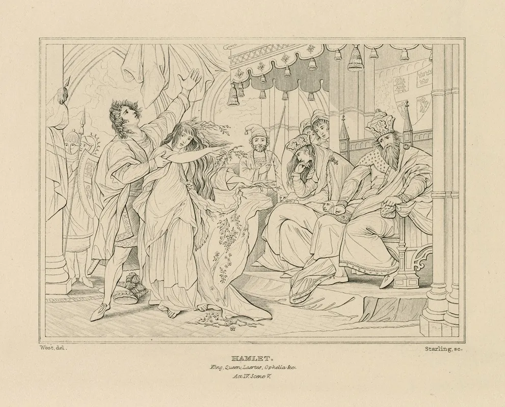 Hamlet King Queen Laertes Ophelia C Act Iv Sc V Wall Art by William Francis Starling - High-Resolution Digital Print