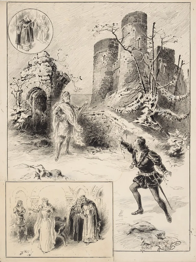 Hamlet The Haymarket Theatre January 30 1892 Herbert Beerbohm Tree As Hamlet Mr Fernandez As The Ghost Wall Art by John Jellicoe - High-Resolution Digital Print