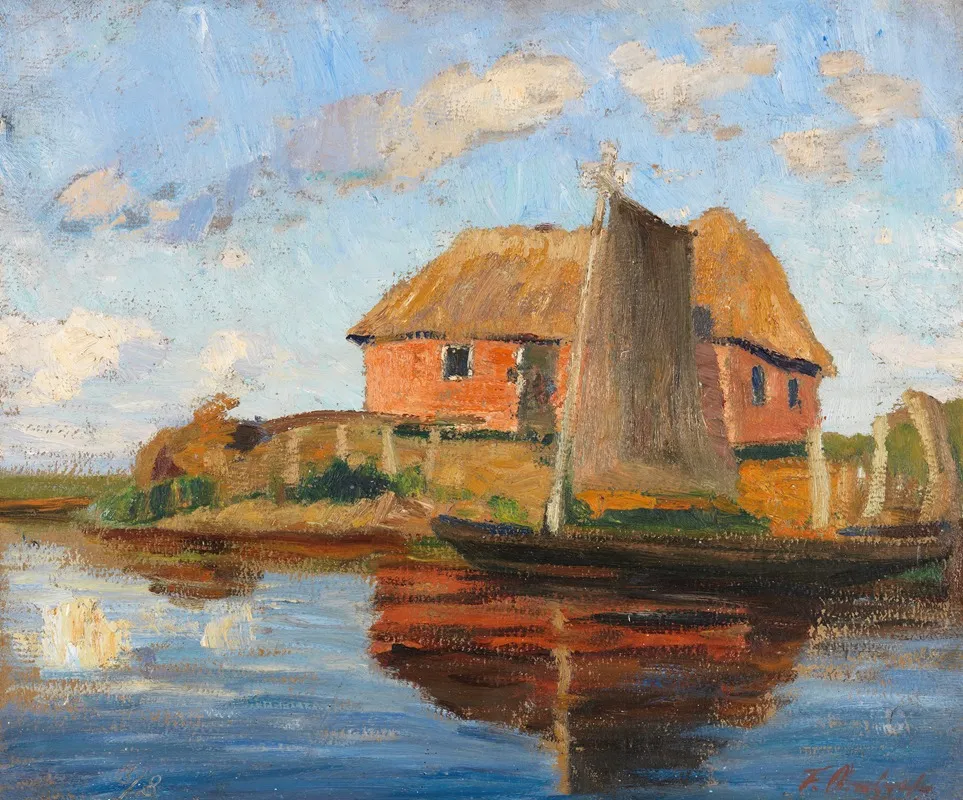 Hammehutte Mit Torfkahn Wall Art by Fritz Overbeck - High-Resolution Digital Print