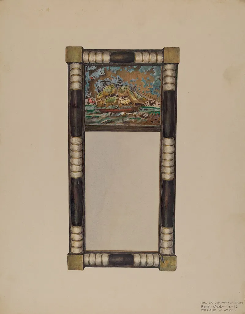 Hand Carved Mirror Frame Wall Art by Rolland Ayres - High-Resolution Digital Print