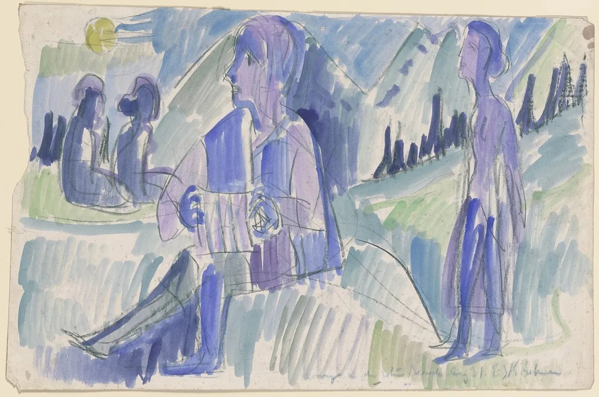 Handorgler In Einer Mondnacht Wall Art by Ernst Ludwig Kirchner - High-Resolution Digital Print