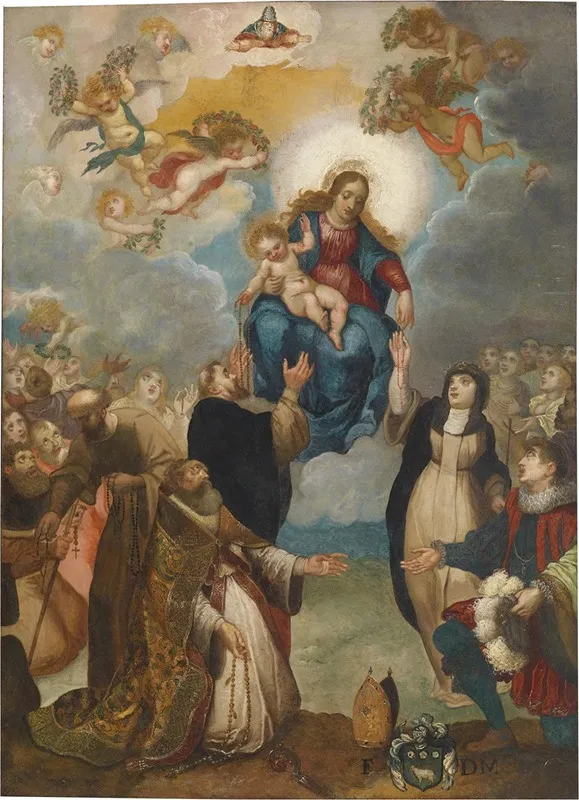Handover Of The Rosary Wall Art by Giulio Cesare Angeli - High-Resolution Digital Print