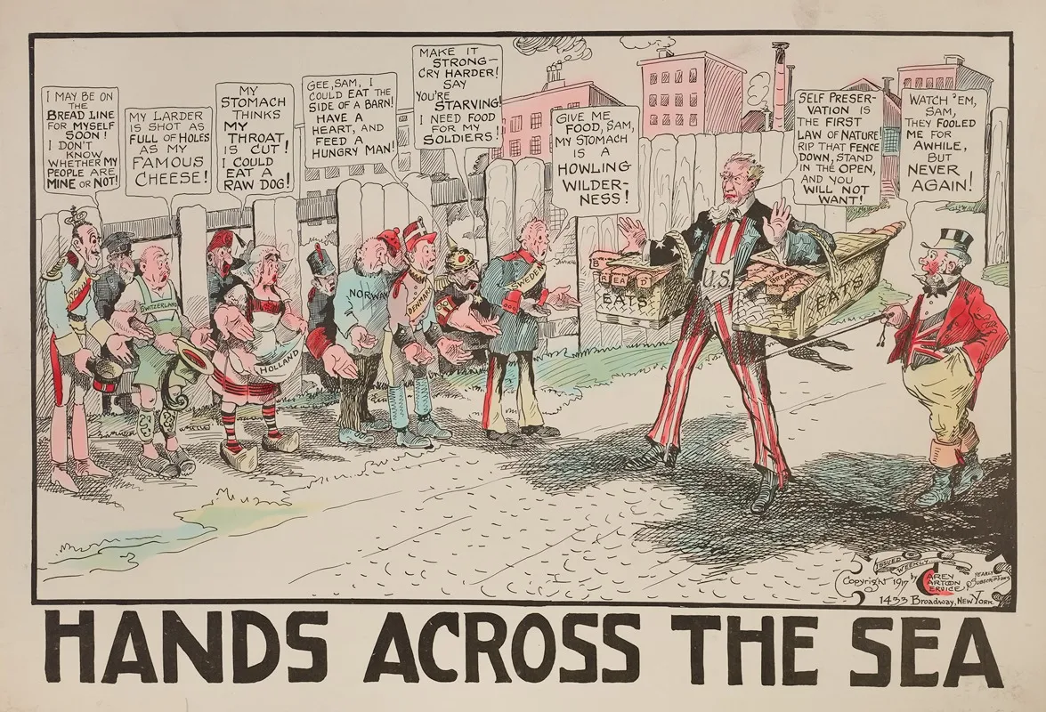 Hands Across The Sea Wall Art by Carey Cartoon Service - High-Resolution Digital Print