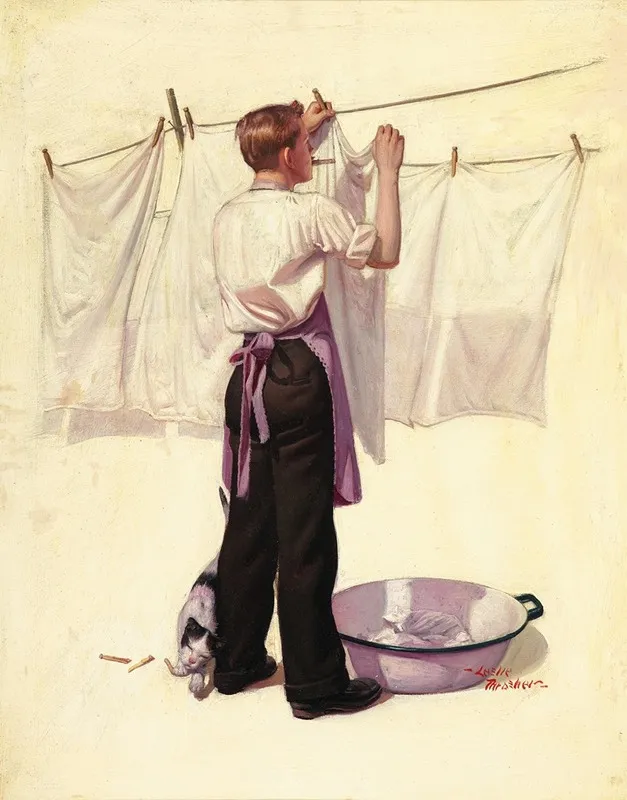 Hanging The Laundry Wall Art by Leslie Thrasher - High-Resolution Digital Print