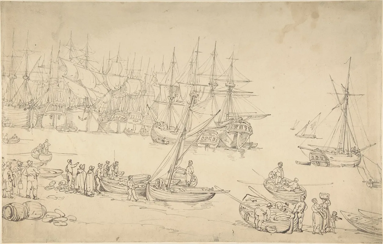 Harbor Scene 5 Wall Art by Thomas Rowlandson - High-Resolution Digital Print