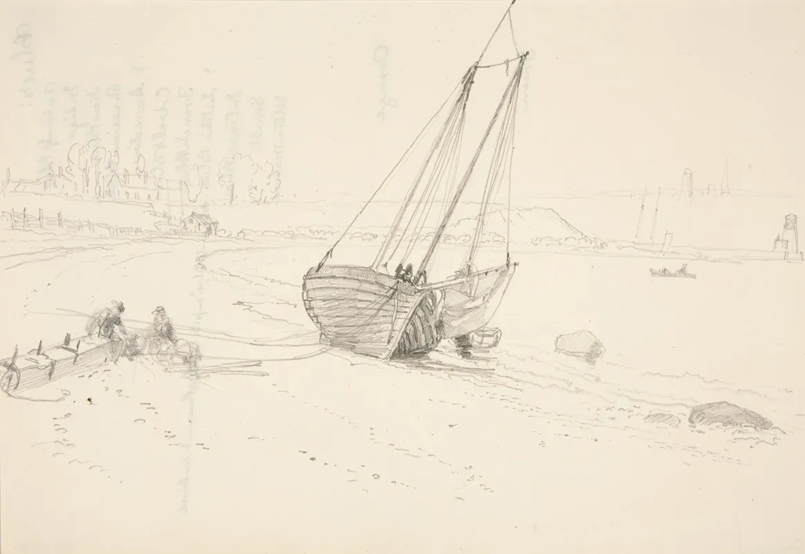 Harbor Scene Beached Boat Wall Art by Truman Seymour - High-Resolution Digital Print