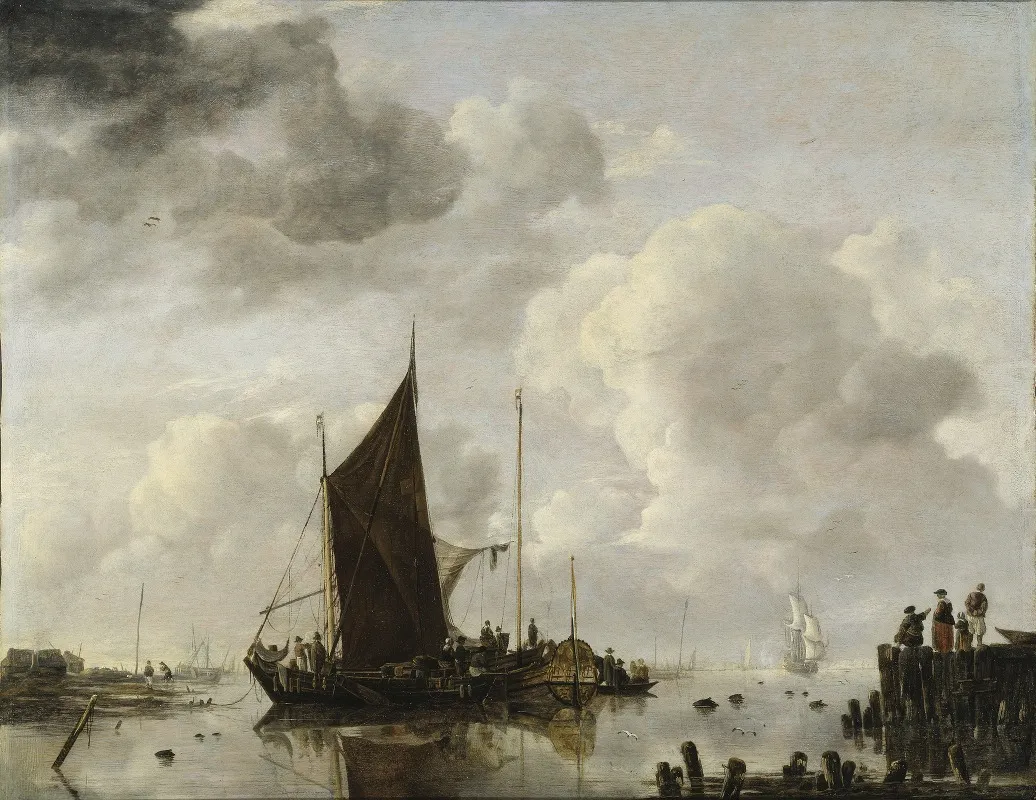Harbour Scene With Reflecting Water Wall Art by Jan van de Cappelle - High-Resolution Digital Print