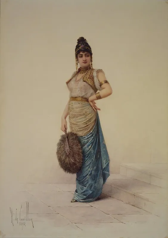 Harem Woman With Ostrich Fan