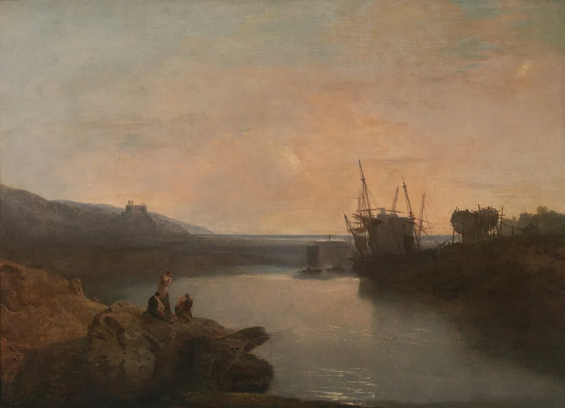 Harlech Castle From Tygwyn Ferry Summers Evening Twilight Wall Art by Joseph Mallord William Turner - High-Resolution Digital Print