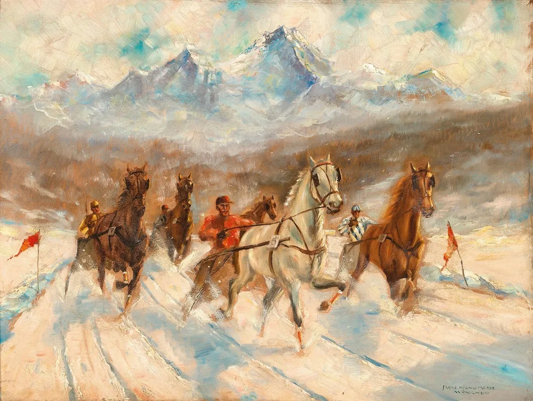 Harness Racing In Winter Wall Art by Franz Hienl-Merre - High-Resolution Digital Print