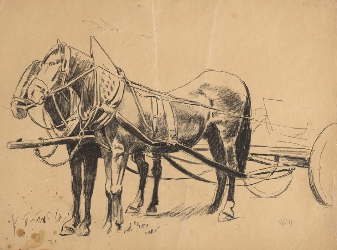 Harnessed Team Of Horses Wall Art by Hans Thoma - High-Resolution Digital Print