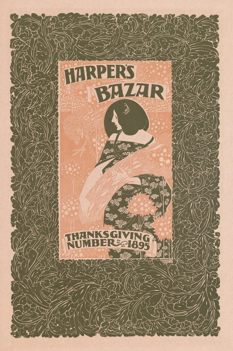 Harpers Bazar Thanksgiving Number 1895 Wall Art by Will Bradley - High-Resolution Digital Print