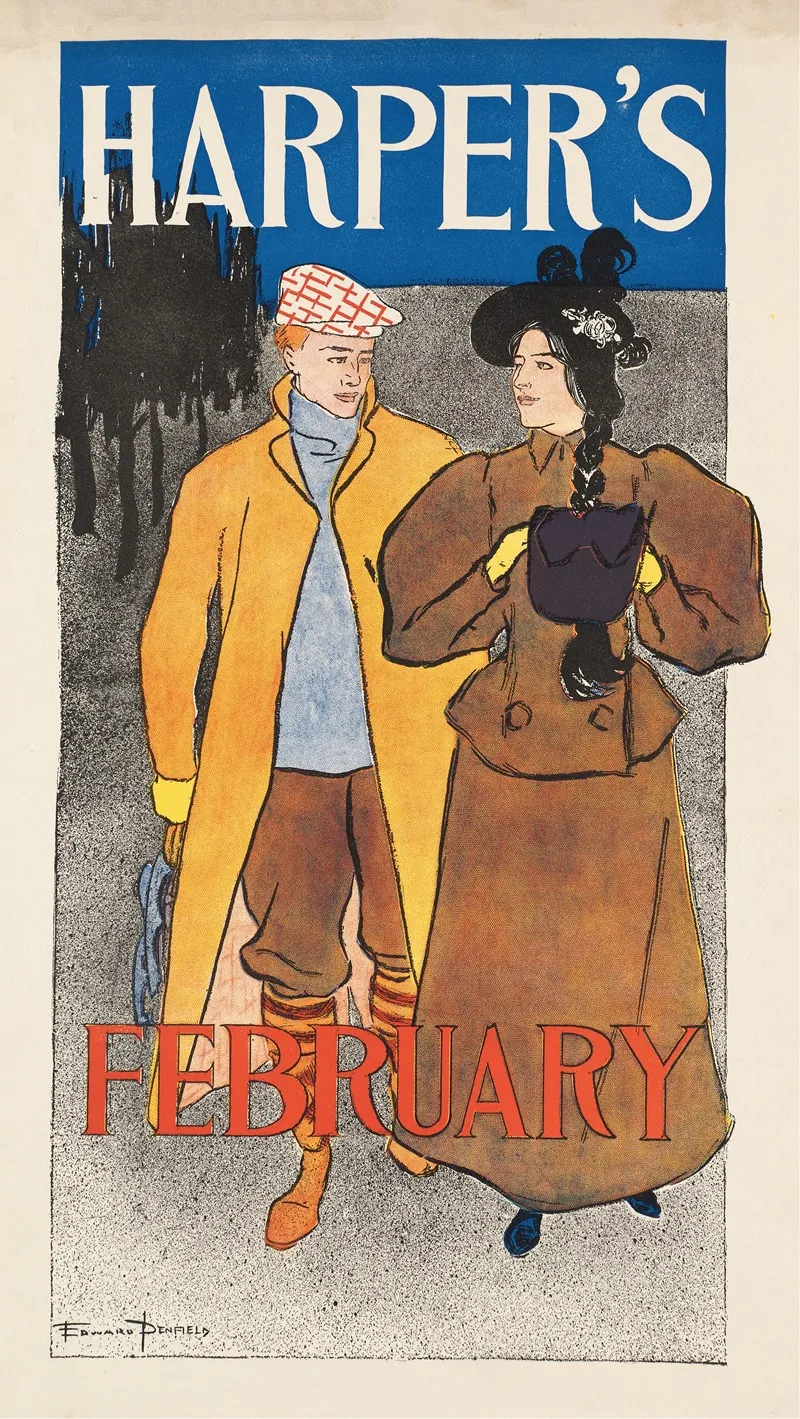 Harpers February Wall Art by Edward Penfield - High-Resolution Digital Print