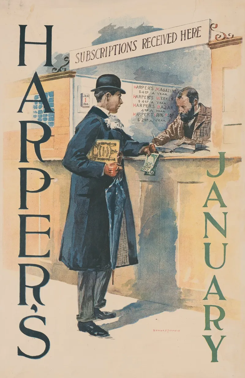 Harpers January 3 Wall Art by Edward Penfield - High-Resolution Digital Print