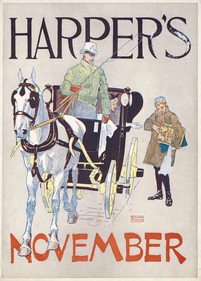Harpers November 5 Wall Art by Edward Penfield - High-Resolution Digital Print
