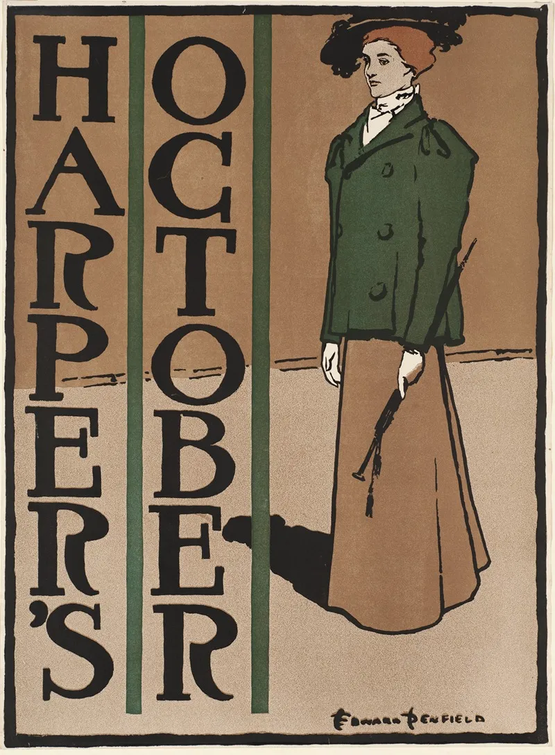 Harpers October 8 Wall Art by Edward Penfield - High-Resolution Digital Print