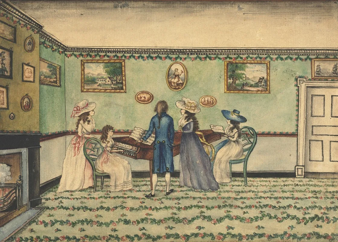 Harpsichord Recital At Count Rumfords Concord_new Hampshire Wall Art by Benjamin Thompson - High-Resolution Digital Print