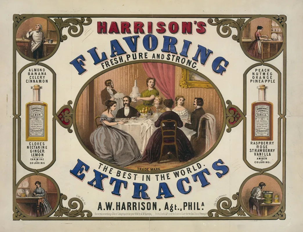 Harrisons Flavoring Extracts Philadelphia Wall Art by Alphonse Bigot - High-Resolution Digital Print