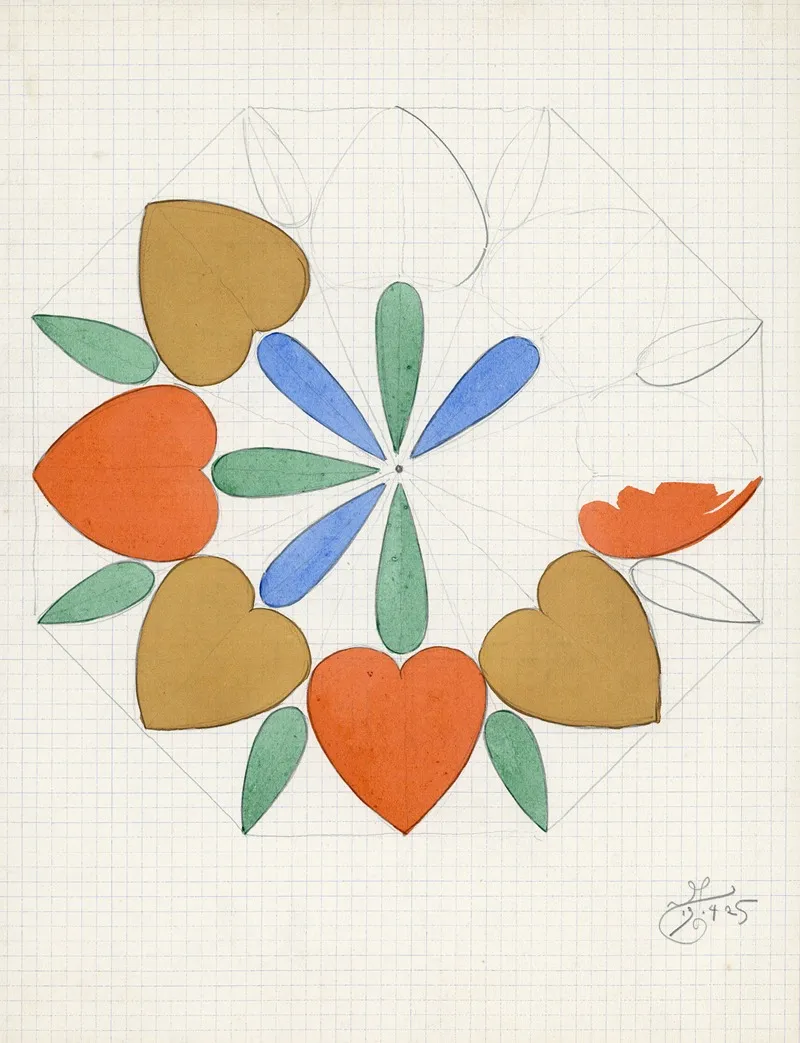 Hartjes In Bloemvorm Wall Art by Alfred Ost - High-Resolution Digital Print