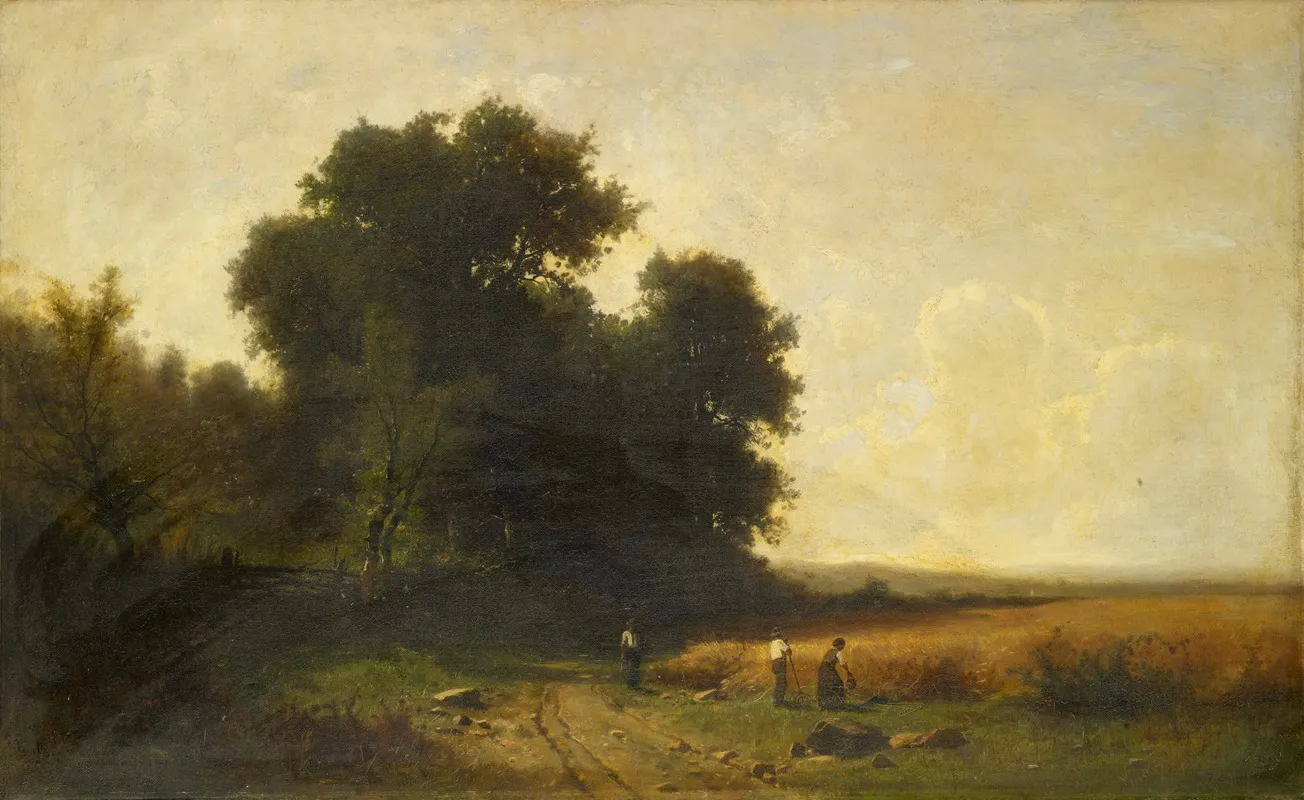 Harvest At The Border Of A Forest Wall Art by Gustave Castan - High-Resolution Digital Print