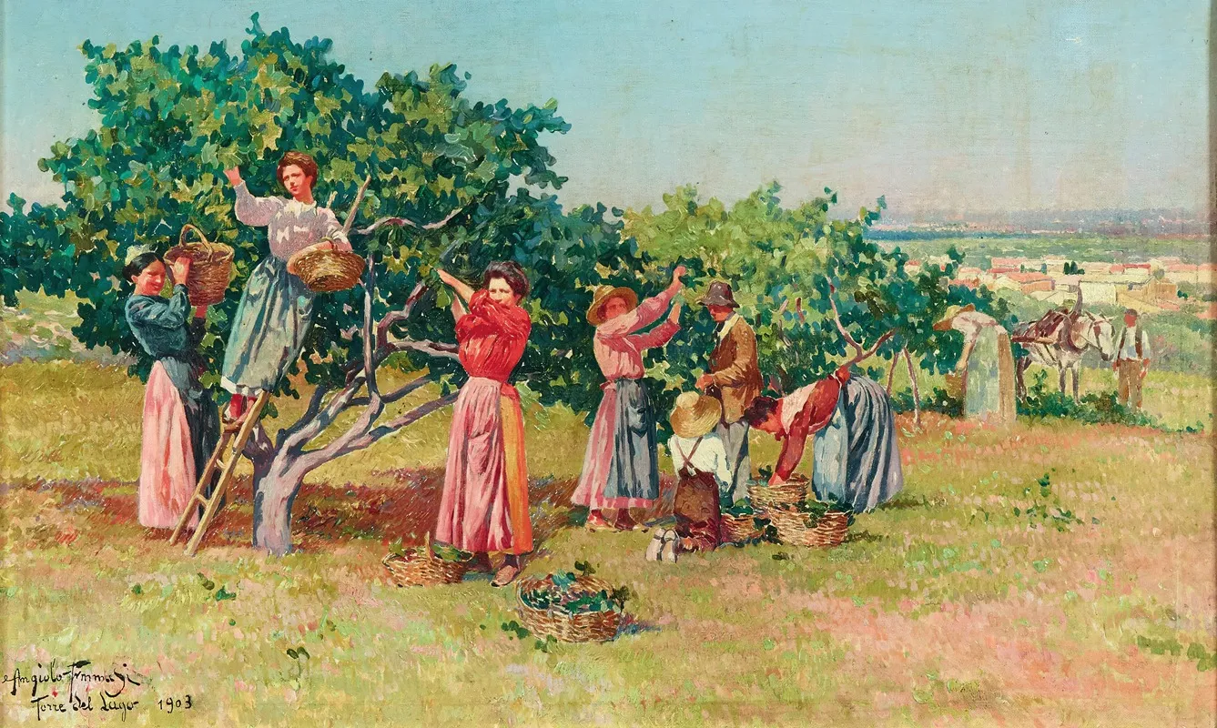 Harvest In Tuscany Wall Art by Angiolo Tommasi - High-Resolution Digital Print