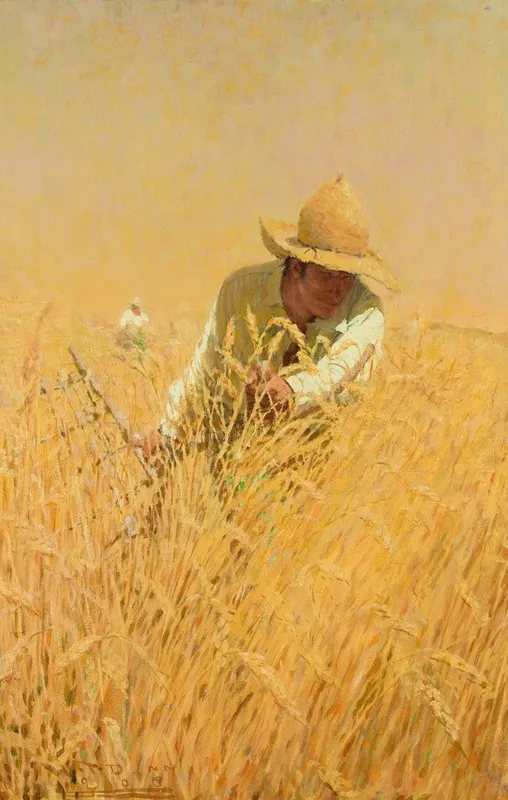 Harvesting The Wheat Wall Art by Harvey T. Dunn - High-Resolution Digital Print