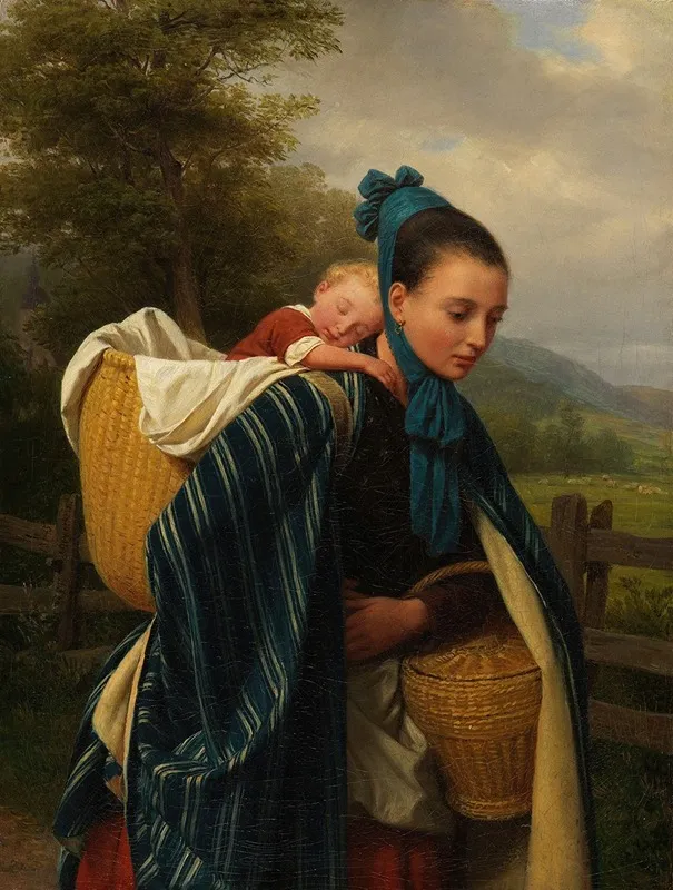 Harzerin Mit Kind Wall Art by Friedrich Eduard Meyerheim - High-Resolution Digital Print